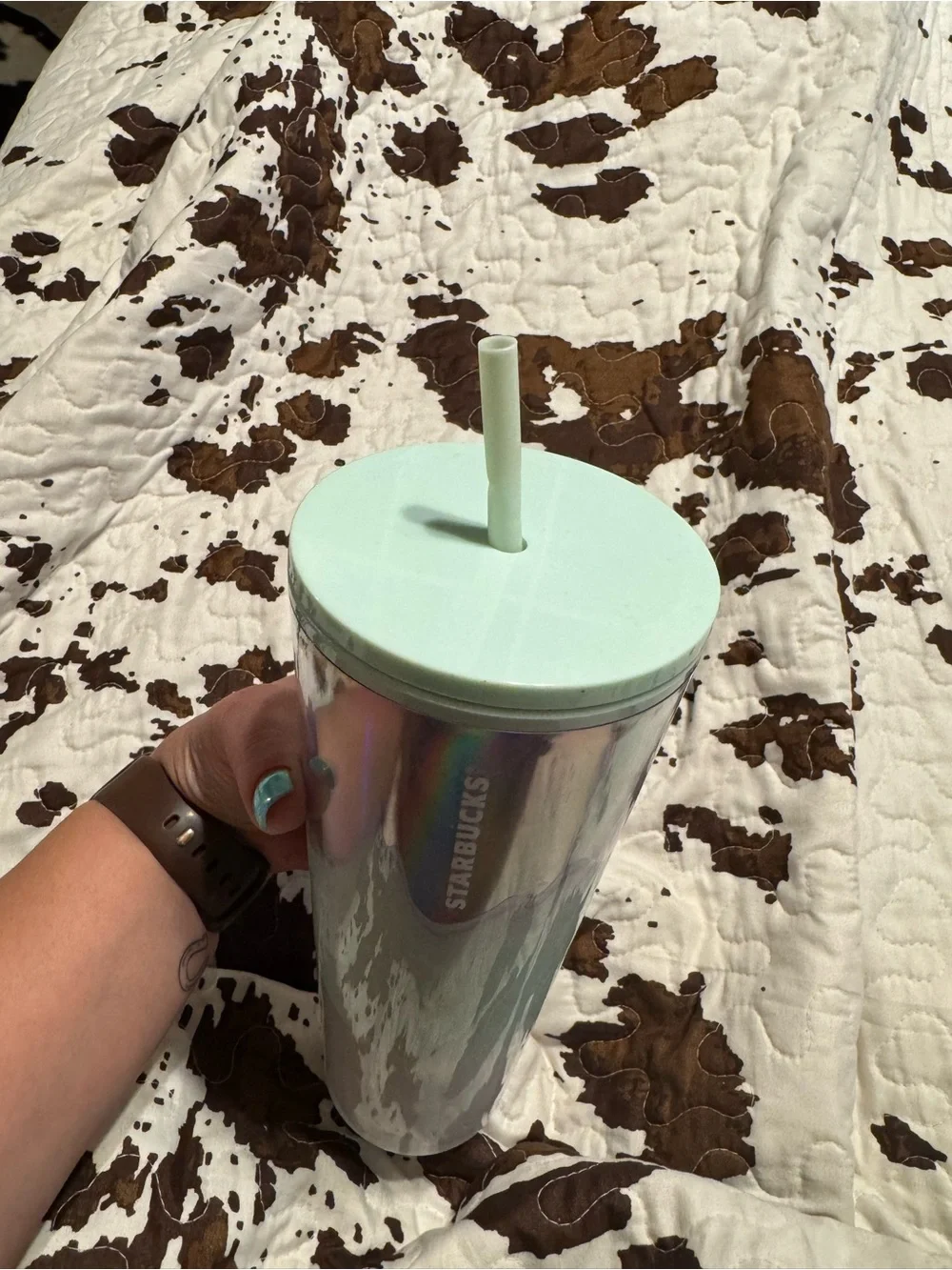 Starbucks Mint Green and White Holographic Accent Tumbler
